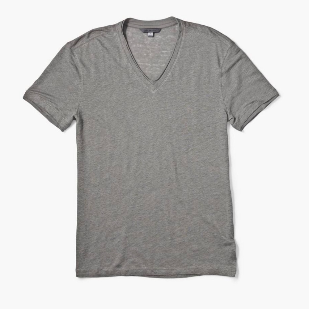 john varvatos Gray Linen V-neck